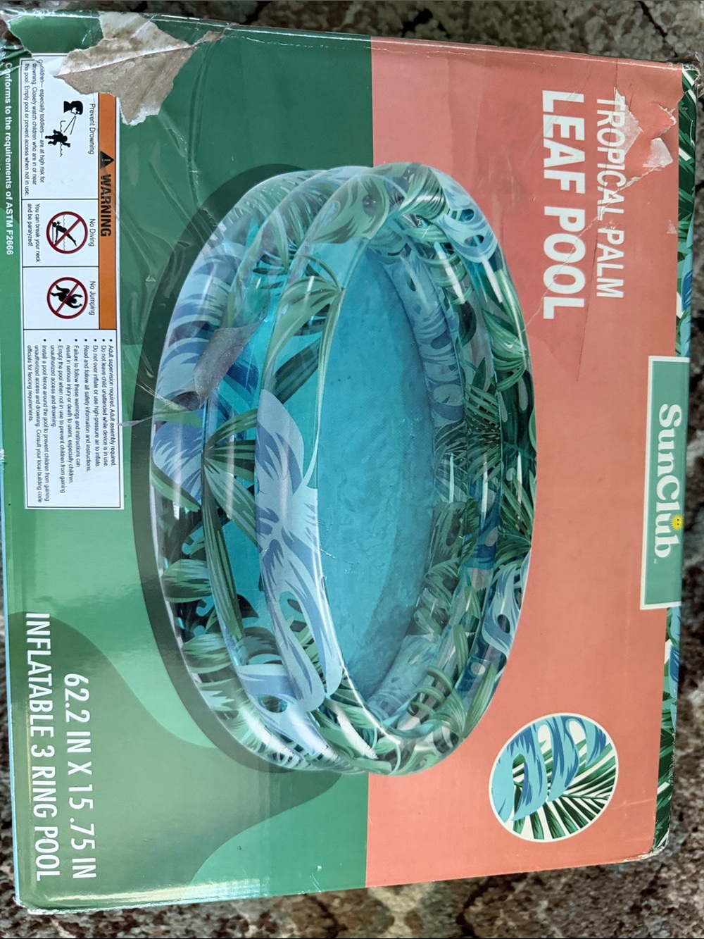 Tropical Palm Leaf Inflatable Pool - Green - Picture 2 of 3